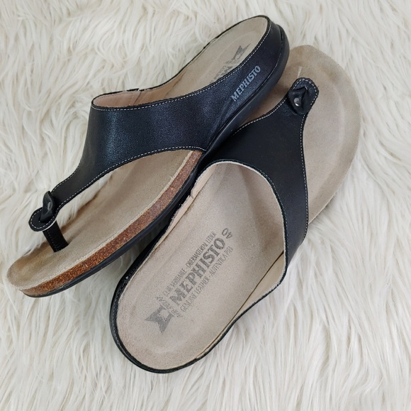 Mephisto Shoes - MEPHISTO LEATHER THONG SANDAL EURO 40